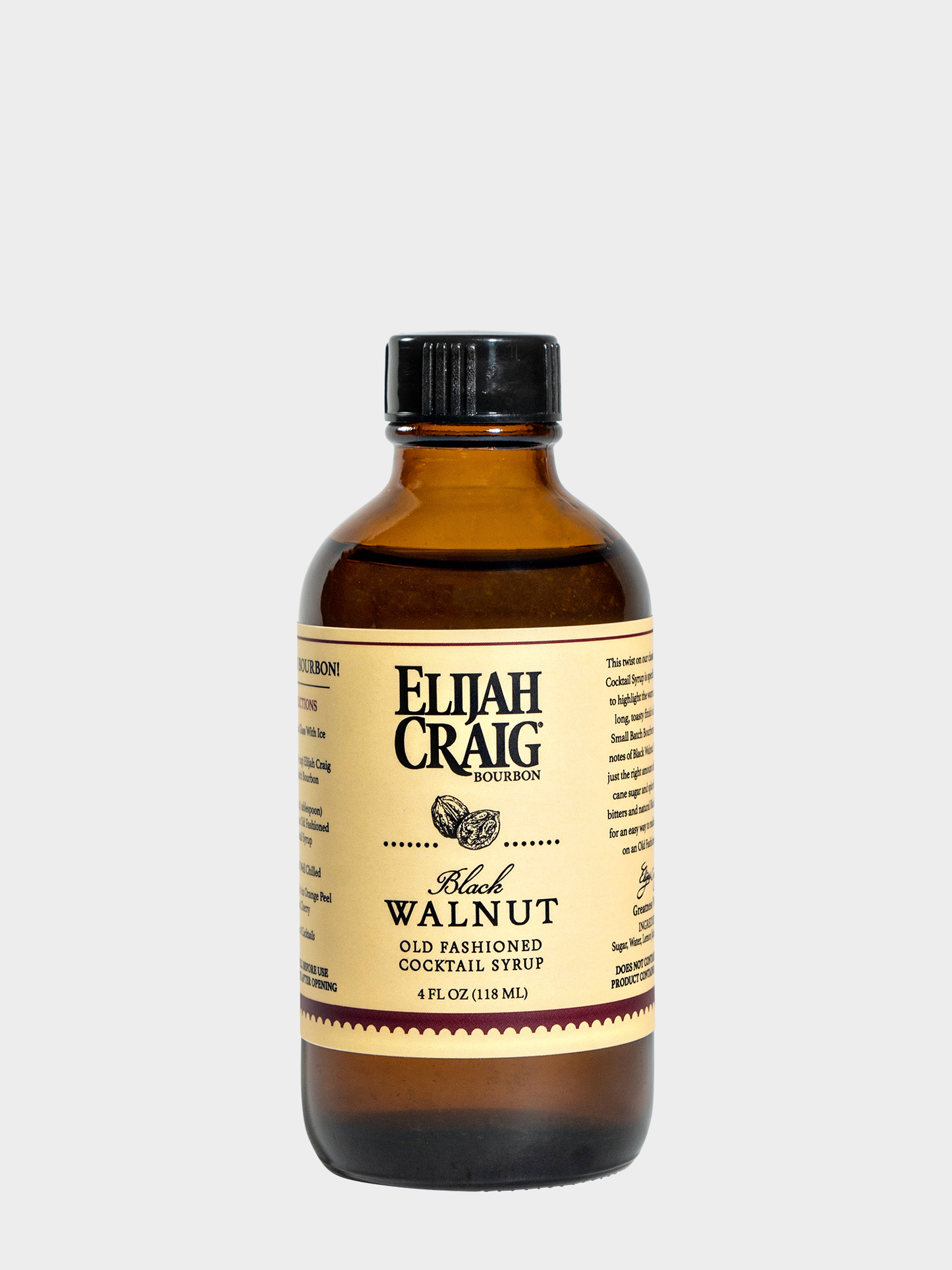 Black Walnut Old Fashioned, Elijah Craig Cocktail Syrup